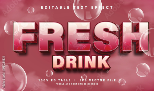 Fresh drink vector text effect with modern style