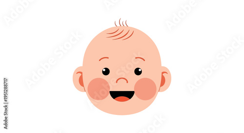 Smiling baby head with minimalist flat design illustration