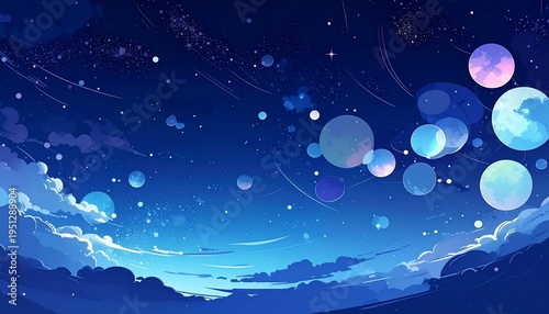 Wallpaper Mural cosmic floating orbs in dreamy starry night sky background Torontodigital.ca