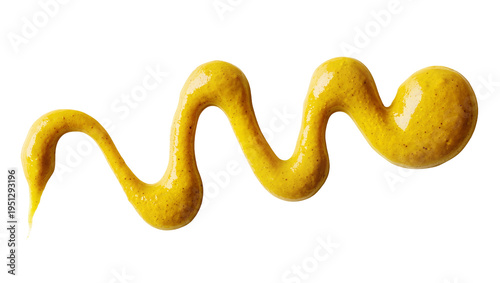 Isolated flowing abstract wave of delicious yellow mustard condiment with a textured look