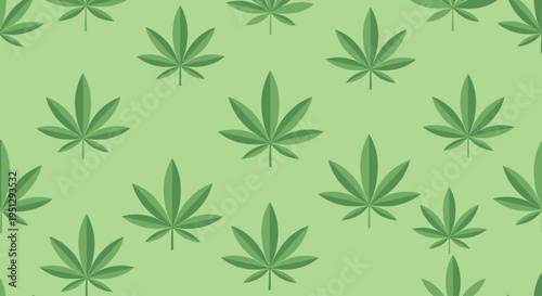 Minimal Cannabis Leaf Seamless Pattern Modern Green Background