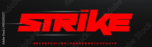 Modern Racing Font Bold Geometric Alphabet Square Letters Set for Dynamic Sport Logo Title Headline. Automotive Typographic Design. Vector typeset.