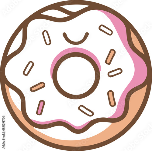 Sweet glazed donut icon, minimalist graphic design with delightful sprinkles