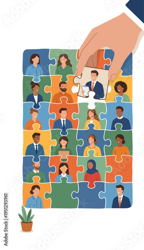 Business hand picking up a businessman. stock illustration