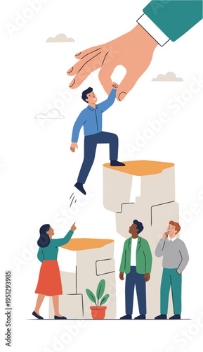 Recruitment and human resources, diversify teamwork, job opportunity or employee choosing or hiring person concept, corporate businessman hand choosing candidate 