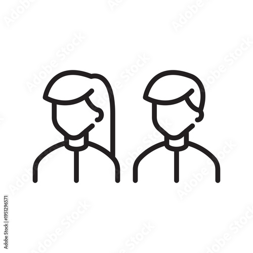 Minimal travelers line icon representing tourists, travel companions and vacation journeys