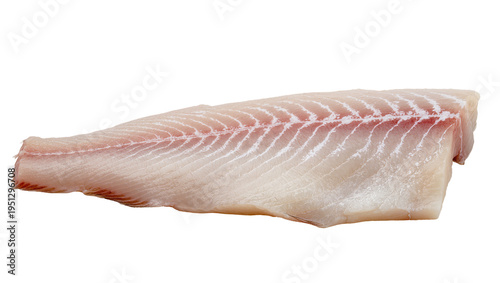 Isolated raw fresh cod fish fillet with skin removed, a healthy and lean protein food