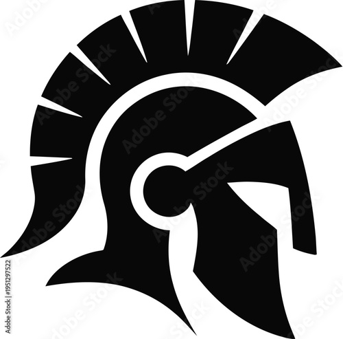 Minimalist Spartan Helmet Graphic Design - Ancient Warrior Symbol