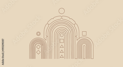 Abstract geometric arch patterns in minimalist line art design.