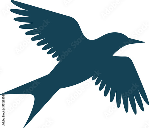 Silhouette of a flying bird in motion, elegant and serene