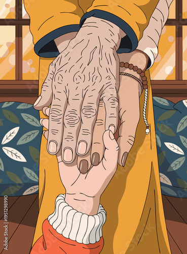 Hands of different generations holding each other symbolizing unity and love
