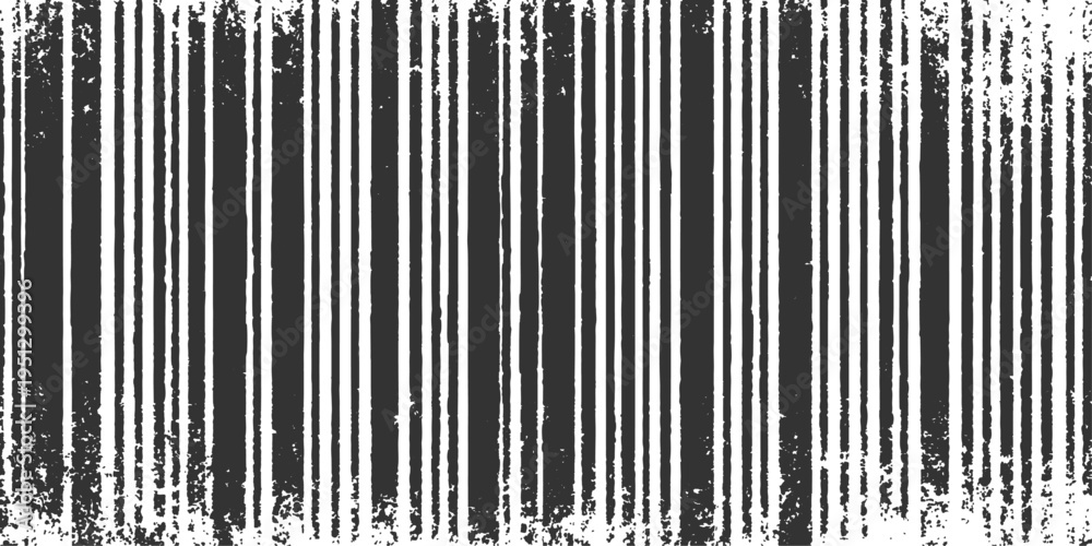 Obraz premium A detailed macro shot captures a weathered barcode, its intricate black and white lines standing out boldly against a background. This image symbolizes data, technology.