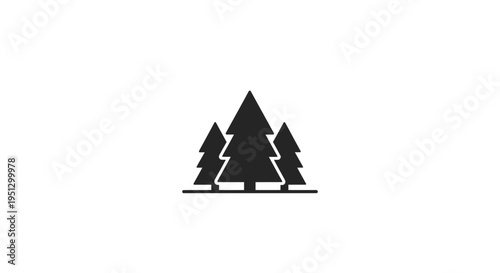 Stylized black evergreen trees icon on white background