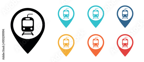 Subway icons tube train concept vector set map label navigation marker public transport symbol urban metro illustration isolated background