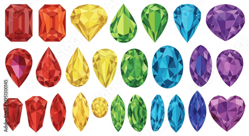 Colorful Gemstones Collection, Rainbow Jewel Assortment, Cut Gemstones, Luxury Gems