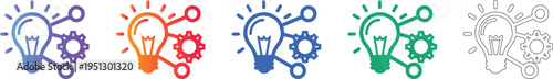 Creative Innovation Light Bulb and Gear Vector Icon Set icon set vol 021