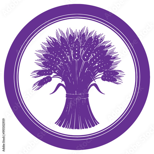 Broom icon in purple circle with white background and isolated on transparent background finish