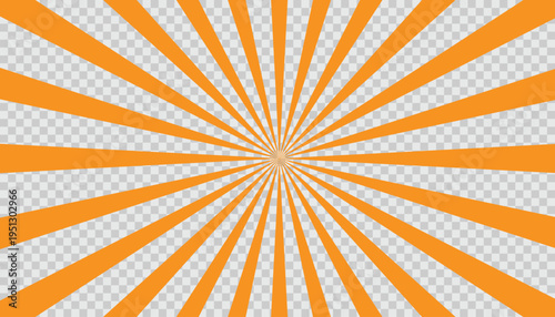 Vibrant orange sunburst pattern on a transparent background rays lines radial burst explosion abstract. Resizable and Editable. EPS, 10.