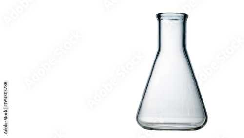 Cuadro en lienzo Isolated empty clear transparent glass Erlenmeyer flask for scientific laborator