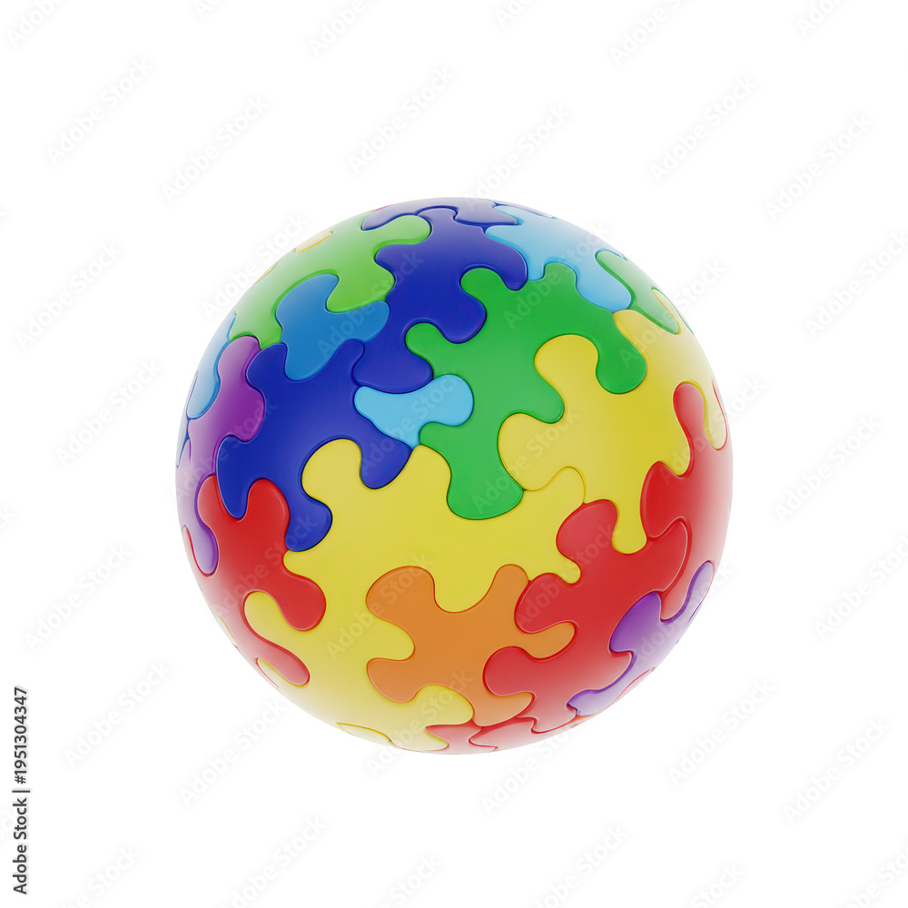 Fototapeta premium Colorful Puzzle Ball Representing Unity and Diversity