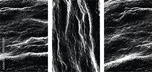 Overlay texture vector set abstract black and white grunge texture with vertical rectangular frame