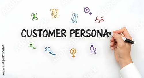Business concept of customer persona with hand drawing on whiteboard