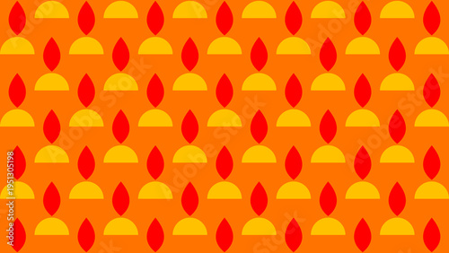Diwali Lamps Geometric Pattern on Orange Background vector illustration