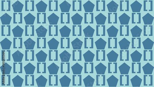 Seamless Geometric Pattern with Blue Pentagons and Rectangles vector illustration