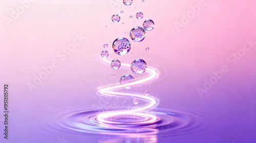 The micro capsule of rejuvenating essence suspended in the pink purple gradual change can deeply penetrate the skin bottom, replenish water, brighten and maintain long-term stability.
