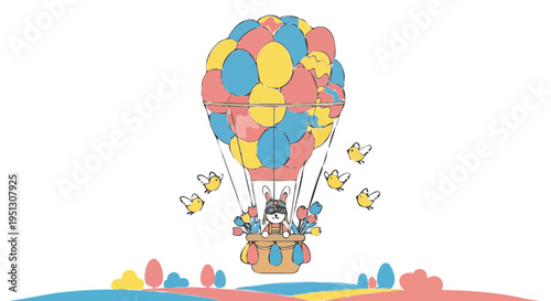 hot air balloon with balloons