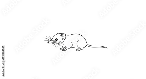Minimalist mouse illustration black and white vector graphic for design