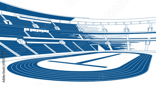 Empty Stadium Track and Seating - Athletic Competition Venue Illustration