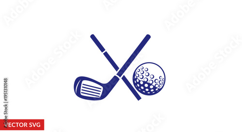 Golf Club and Ball Icon Vector Graphic - Sport Equipment Symbol