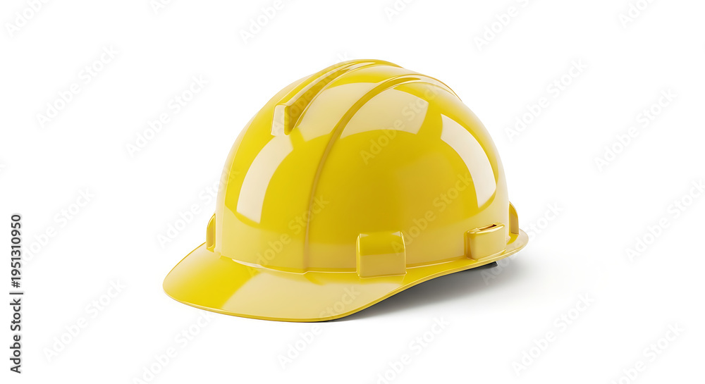 Fototapeta premium Yellow Hard Hat Construction Safety Helmet on White Background.