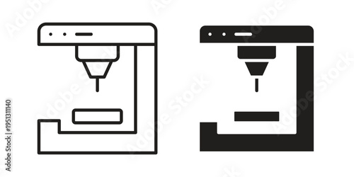 3D printer icon for mobile application, button and website design.