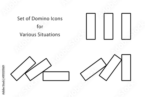 倒れたり止めたりと様々な状況を表現したドミノのアイコンセット