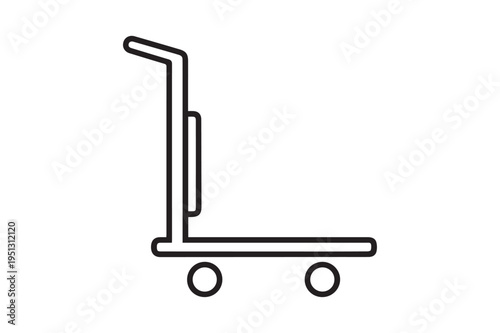 Outline of a hand truck on a white background