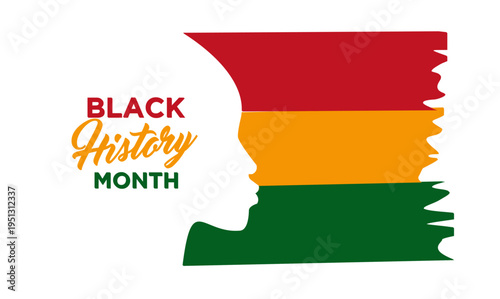 Black History Month Celebration with African American Profile and Pan-African Colors