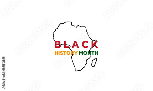 Black History Month Design with African Continent Outline and Pan-African Colors