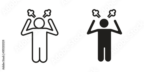 Angry human icon for mobile application, button and website design.