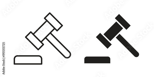 auction hammer icon for mobile application, button and website design.