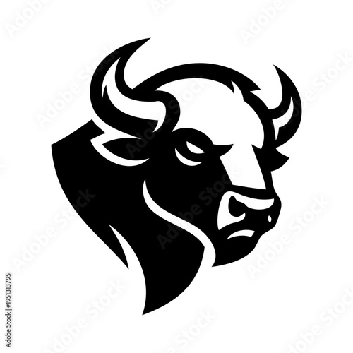 Logotipo fauna americana. Dibujo sencillo de la cabeza de un bisonte