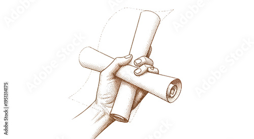A hand holds a rolled up parchment tightly in its fingers.