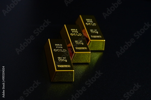 Принти на полотні Stacked Gold Bullion Bars Representing Wealth and Investment