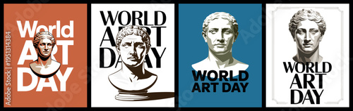 World Art Day with Classical Sculpture Bust Illustration