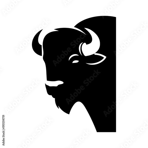 Logotipo fauna americana. Dibujo sencillo de la cabeza de un bisonte