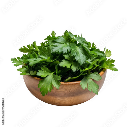 Fresh parsley in a wooden bowl