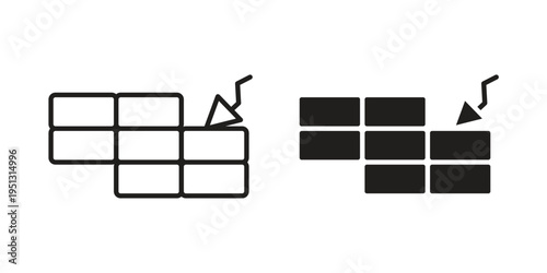 Brickwork icon for mobile application, button and website design.