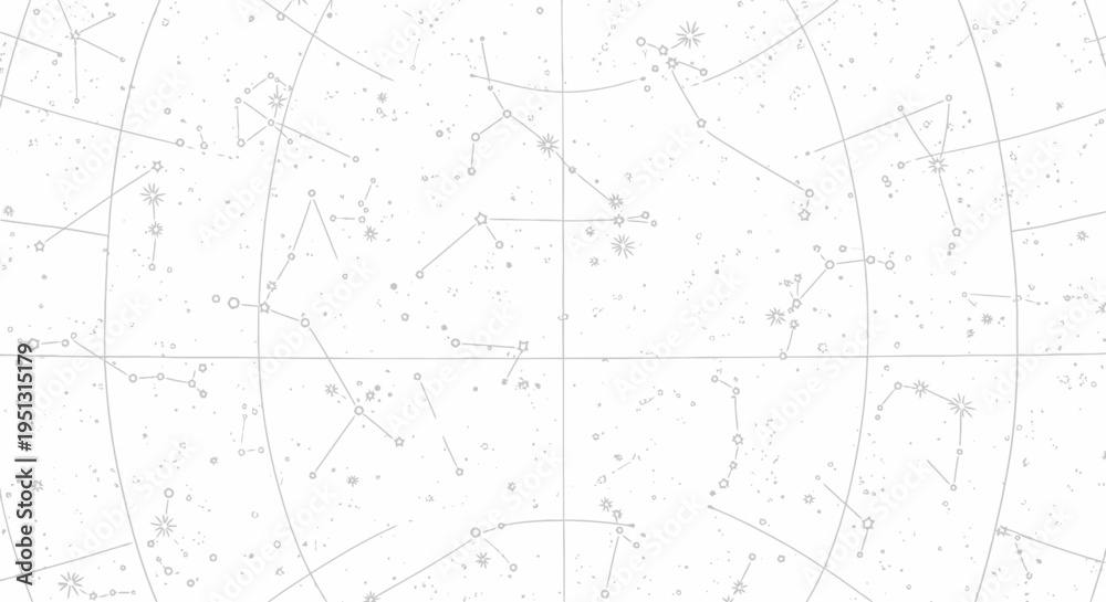 Obraz premium Astrological constellations overlay celestial map design on white background