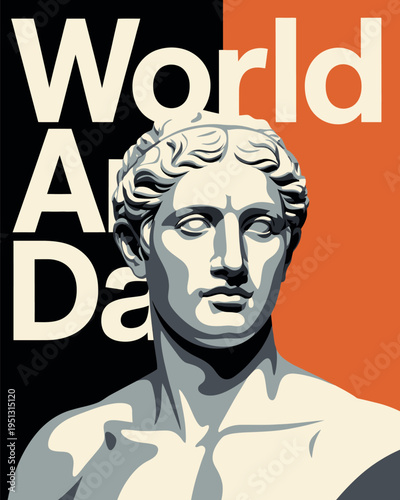 World Art Day with Classical Sculpture Bust Illustration